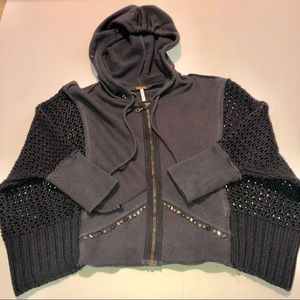 Free people xsmall crochet hoodie with jewels